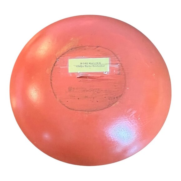 Vtg Rosemaling Hand Painted Wooden Decorative Bowl 9" Folk Art Made Weston VT US - Picture 4 of 7